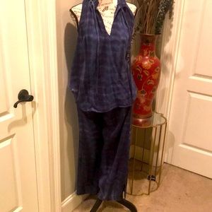 Two piece navy/blue tie dye set. Size Small